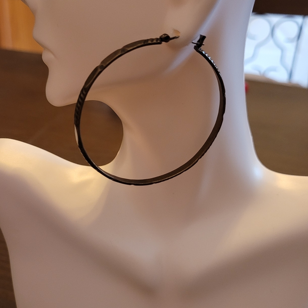 Textured Bronze large hoop earrings